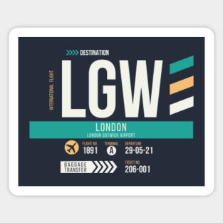 London (LGW) Airport Code Baggage Tag Sticker